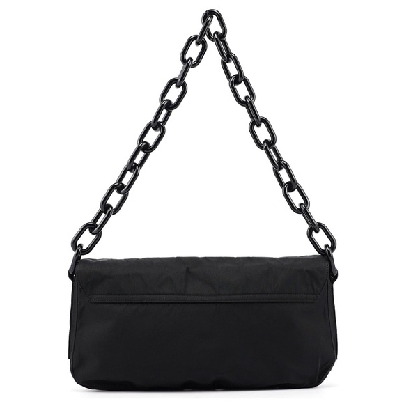 PRADA Tessuto Shoulder Bag in Black Nylon Acrylic Chain Link Authentic - Picture 2 of 6